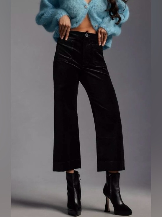 Anthropologie Pants - Maeve by Anthropologie Wide Leg Cropped The Colette in Black Velvet